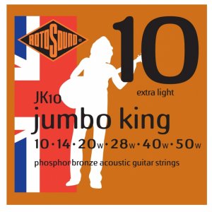 Rotosound Jumbo King JK10, Phosphor Bronze Acoustic Guitar Strings,10-50